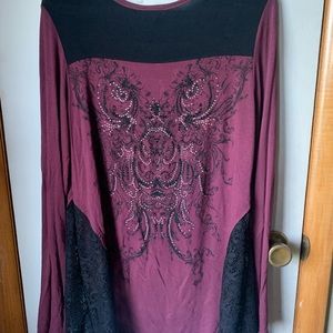 Long sleeved embellished shirt